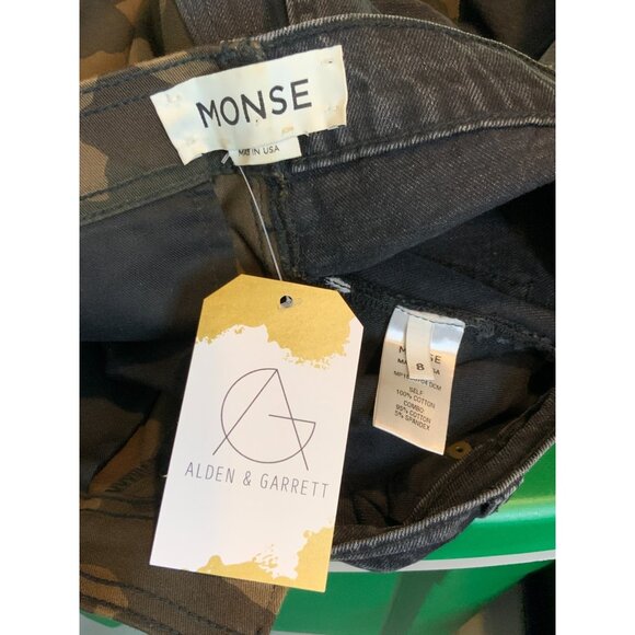 Monse Black Denim Camo Split Leg Cargo Pocket Cropped Jeans $890, Size 8 - Picture 7 of 7